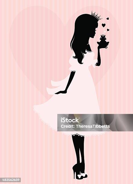 Princess Kiss Stock Illustration - Download Image Now - In Silhouette, Kissing, Women