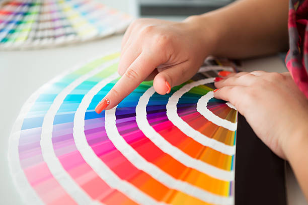 istock Graphic designer working with pantone palette 483562869