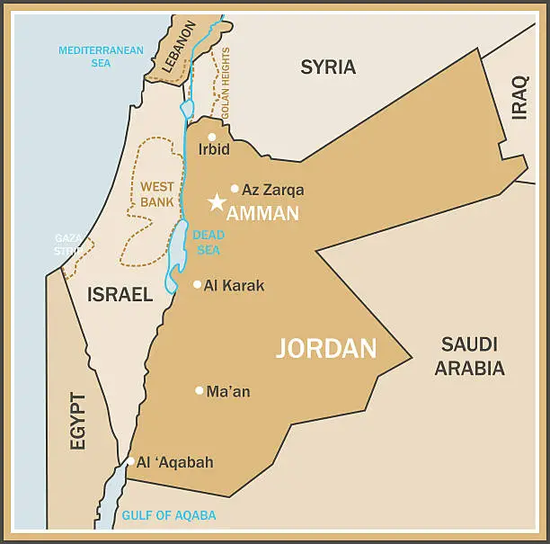 Vector illustration of Map of Jordan