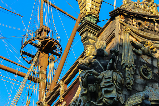 in the port of Genoa there is a perfectly preserved ancient galleon
