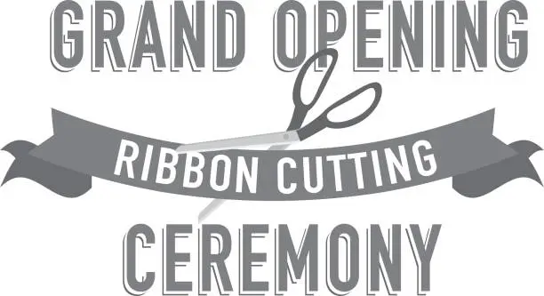 Vector illustration of Ribbon cutting  design or wordmark design template