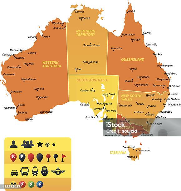 Vetores de A Austrália e mais imagens de Mapa - Mapa, Austrália, Austrália Ocidental