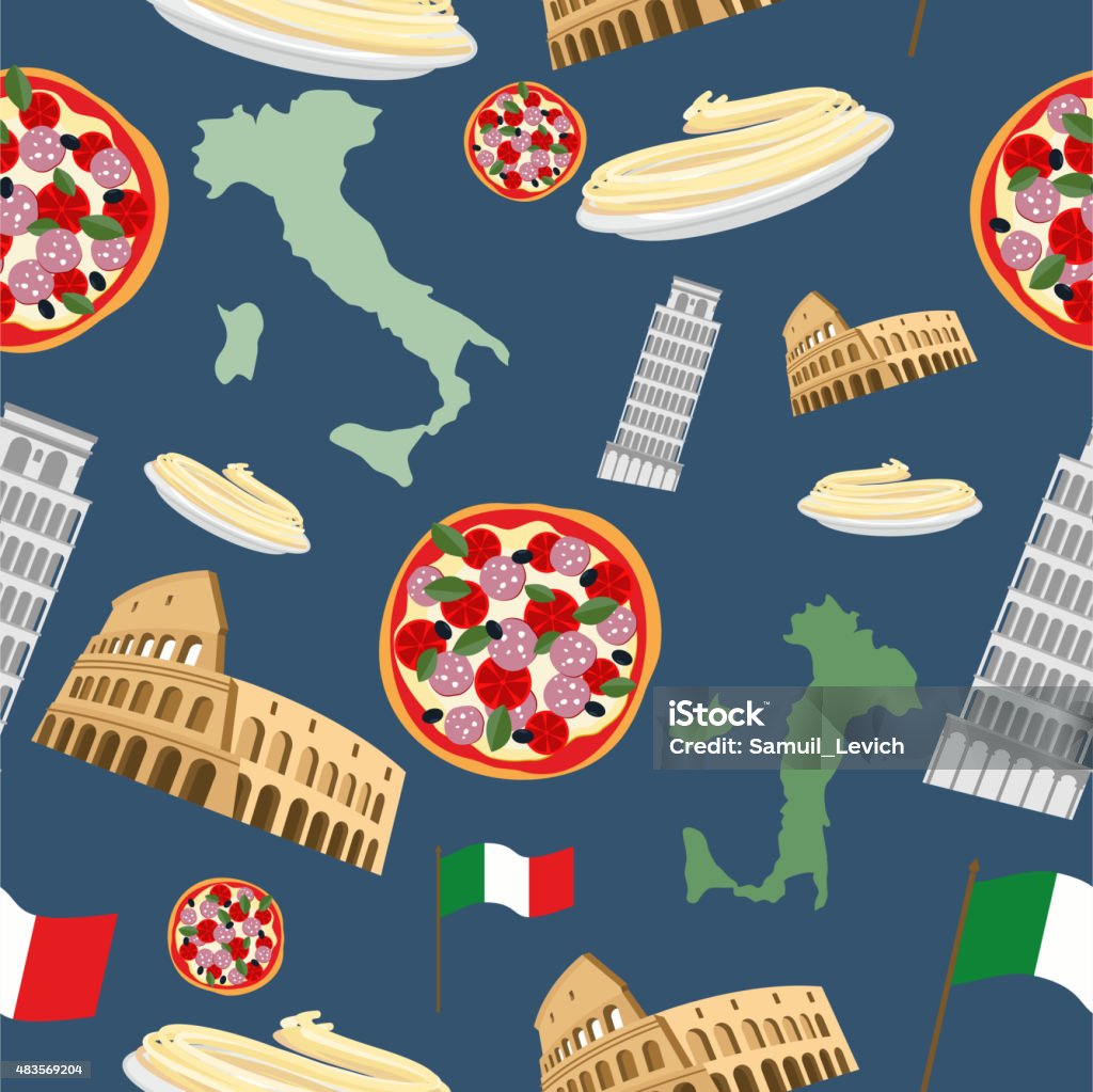Italian Design Vector Italian Seamless Pattern Vector Background Of The Symbols Stock ...