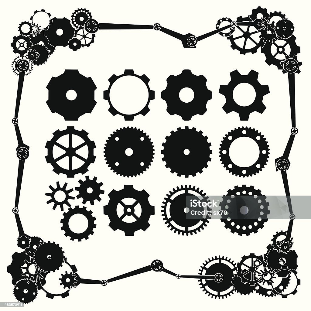 Cogwheels and Gear Icons Cogwheels, gear or steampunk icons.  Steampunk stock vector
