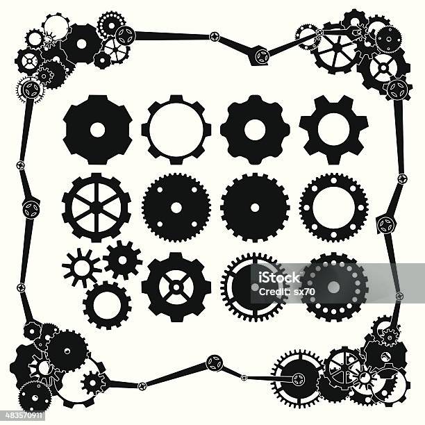 Cogwheels And Gear Icons Stock Illustration - Download Image Now - Steampunk, Border - Frame, Gear - Mechanism