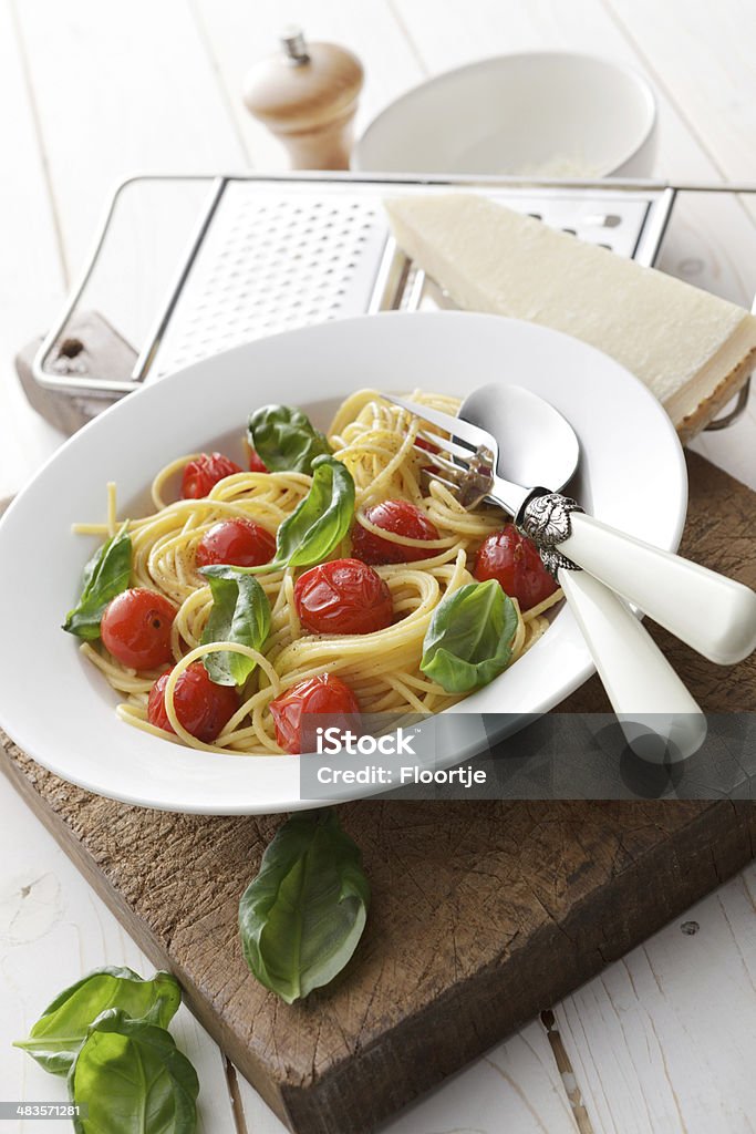 Italian Stills: Spaghetti with Cherry Tomatoes and Basil More Photos like this here... Basil Stock Photo