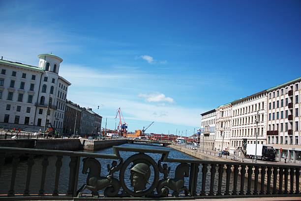 istock Big Harbor Canal under blue sky in Gothenburg, Sweden 483572674