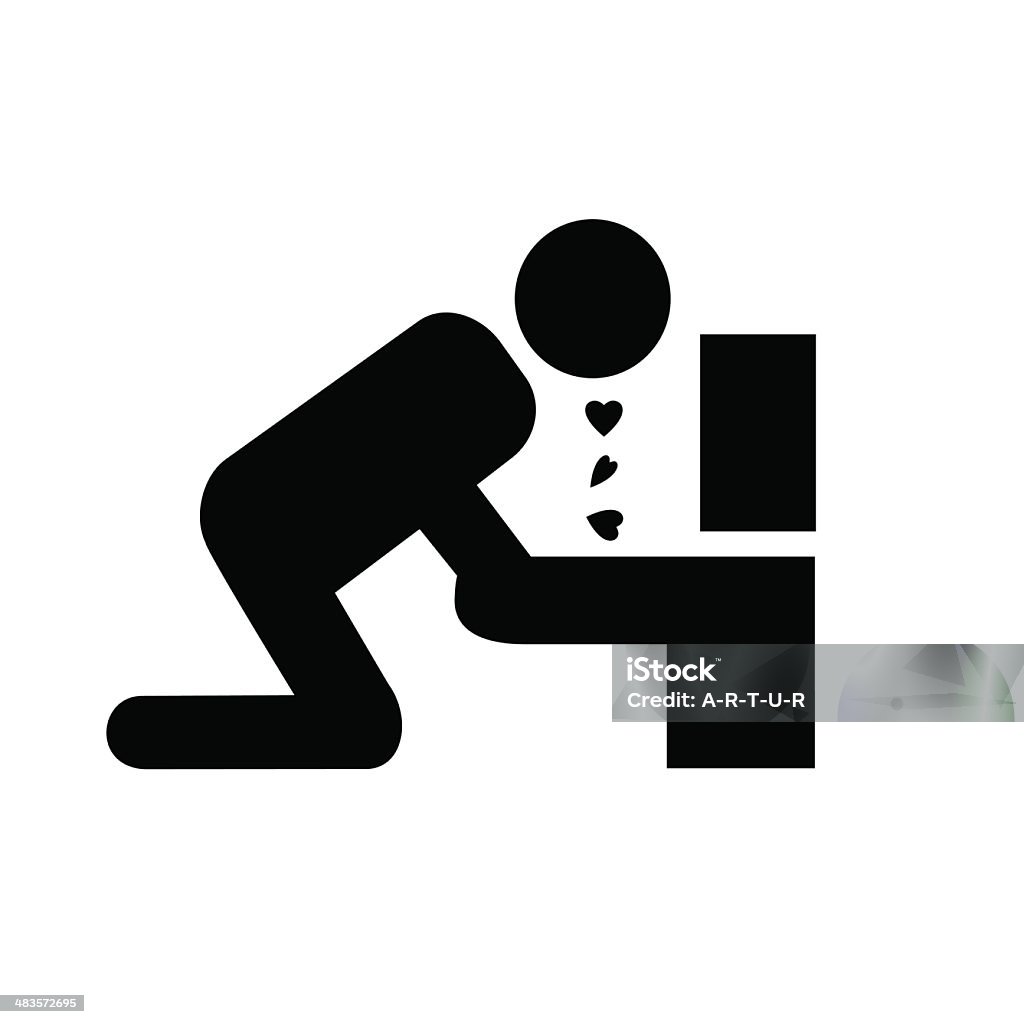 Symbolistic icon vomiting because of love Files included: Nausea stock vector