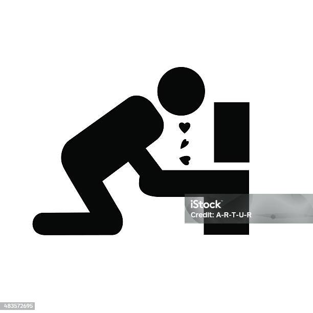 Symbolistic Icon Vomiting Because Of Love Stock Illustration - Download Image Now - Nausea, Vomit, Adult