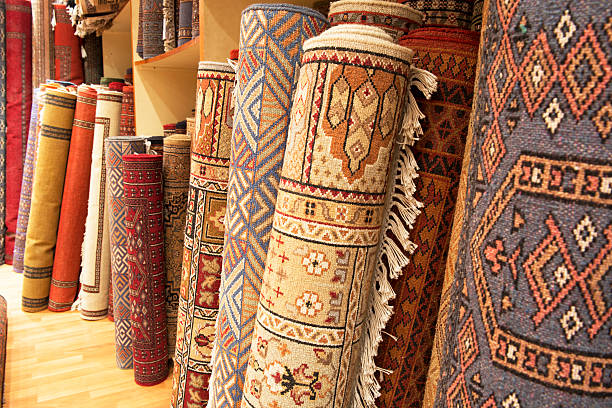 indian tapetes - textile textile industry warehouse store imagens e fotografias de stock