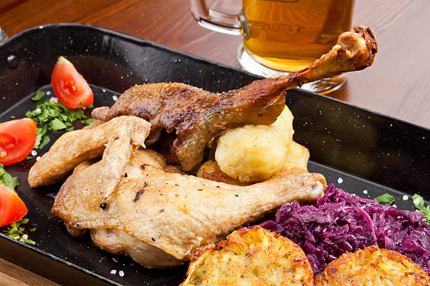Baked duck and chicken legs