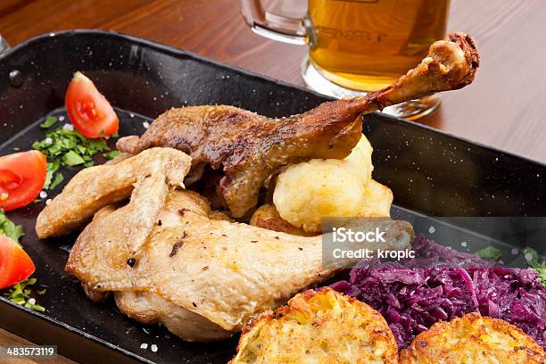 Baked Duck And Chicken Legs Stock Photo - Download Image Now - Cabbage, Chicken Drumstick, Animal Body Part