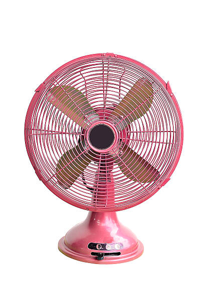 istock vintage red electric fan on white background 483573257