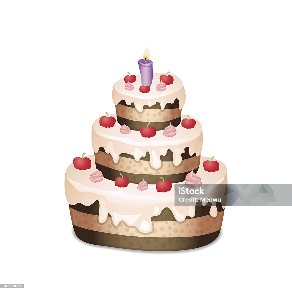 Шоколад и Торт с кремом, сжигая свеча - Векторная графика Большой роялти-фри