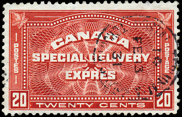 istock Stamp printed in Canada shows special delivery express 483574995