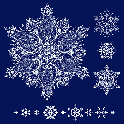 Set of paisley snowflakes