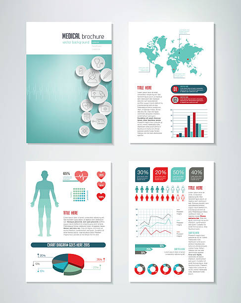 Medical Brochure Infographics Medical brochure template with charts and infographics elements. This file is saved in EPS10 format. health poster stock illustrations