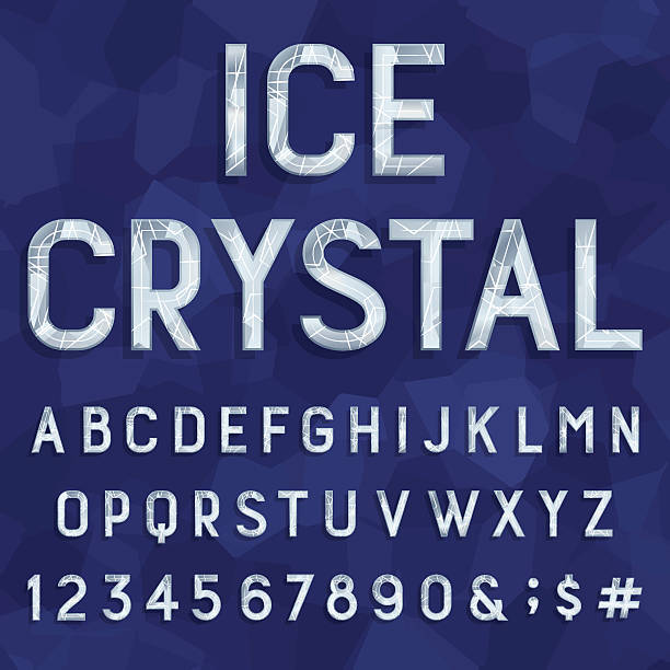 crystal-type schrift. vektor-alphabet. - eisberg eisgebilde stock-grafiken, -clipart, -cartoons und -symbole