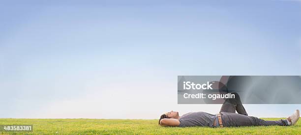 Relax Stock Photo - Download Image Now - Lying Down, Grass, Men