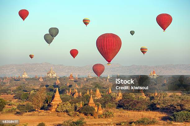 Multicolored Balloons Temples Bagan Stock Photo - Download Image Now - Myanmar, Ananda Temple, Adventure