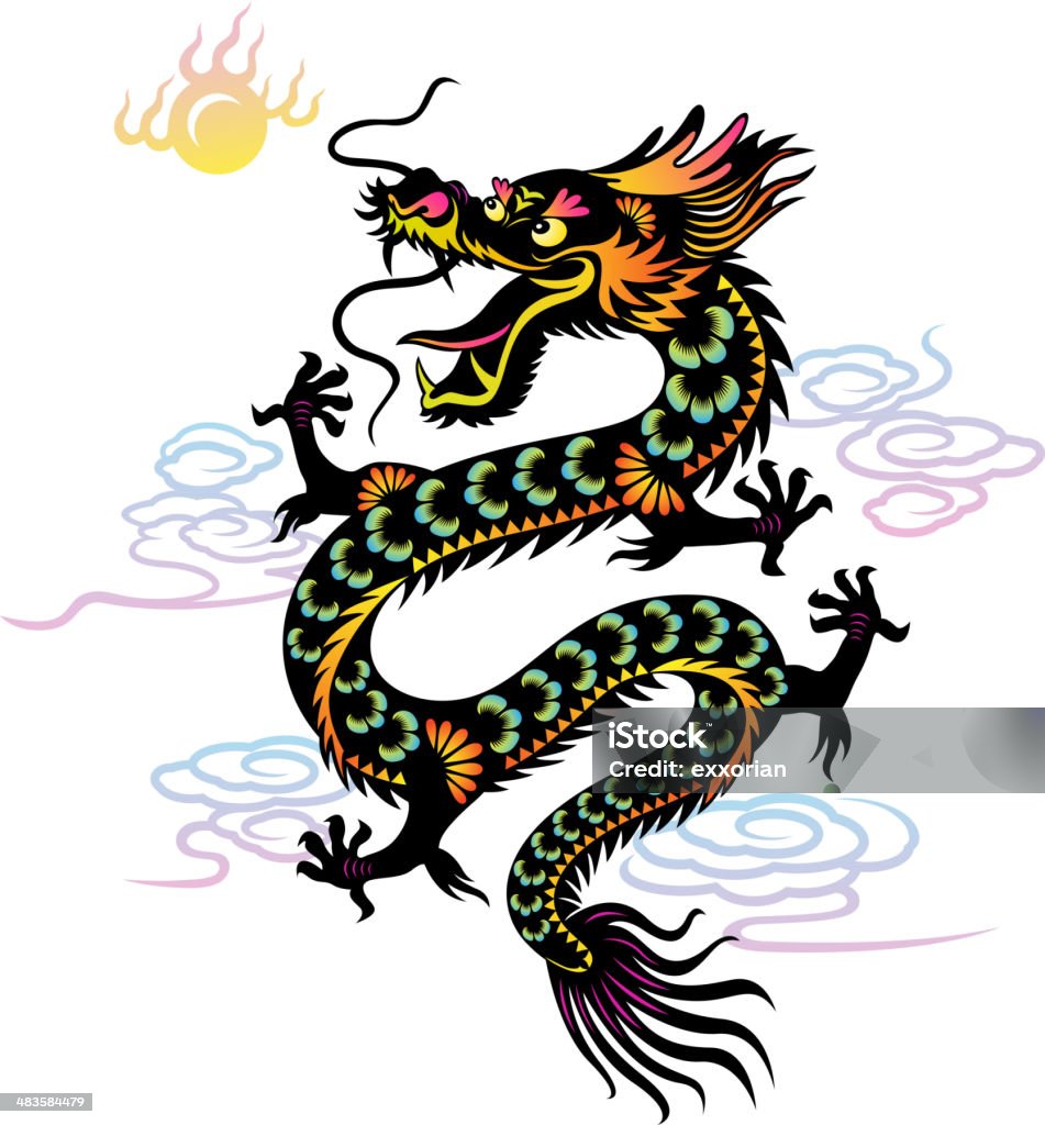 Rok Smoka na papierze Sztuka krój - Grafika wektorowa royalty-free (Smok chiński)