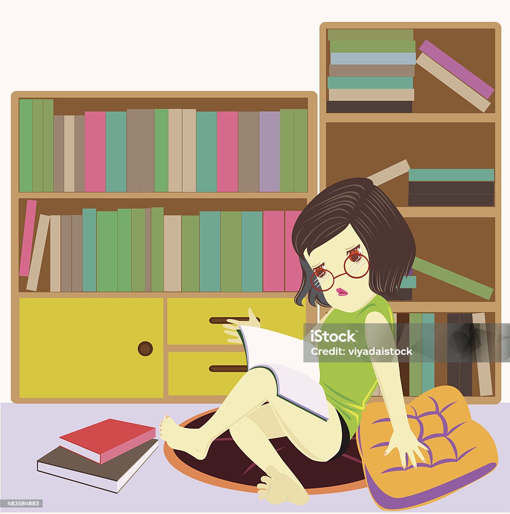 Book girl The little girl was reading intently. Beautiful People stock vector
