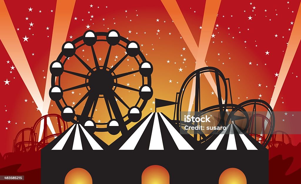Amusement Park at Night Midway - Fair stock vector