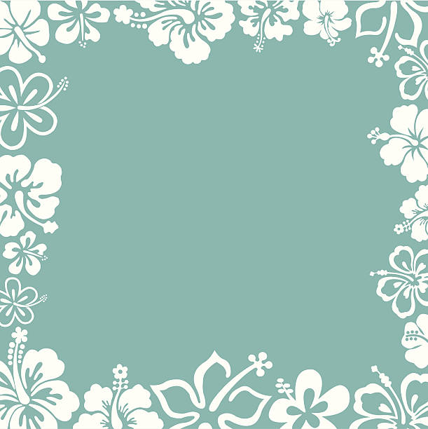 Teal Green Hibiscus Frame vector art illustration