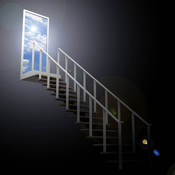 istock Ladder leading up to the sky from darkness 483586231