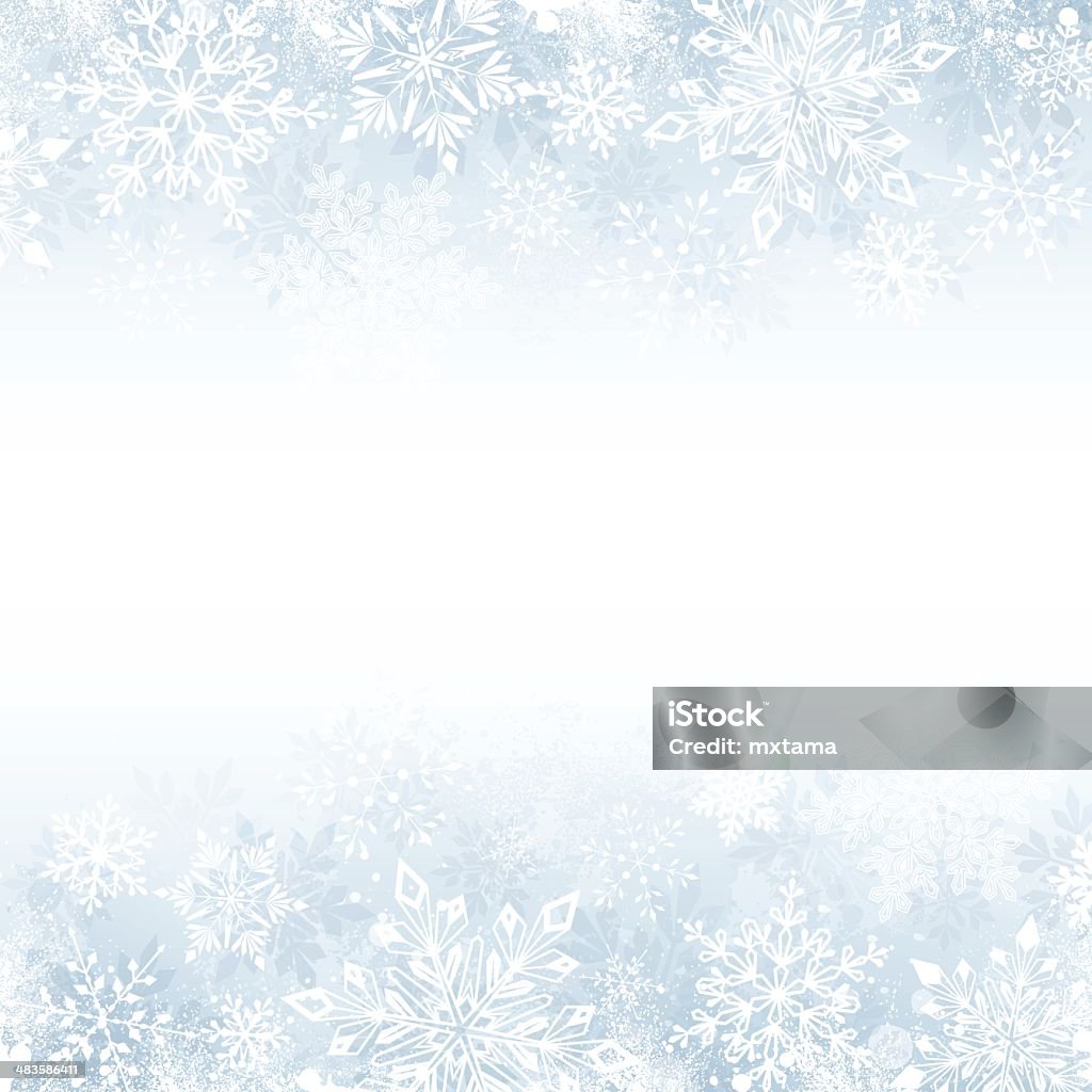 Winter Snowflake Background with Copy Space Winter snowflake border with copy space, transparent effect and watercolor effect textures. File is layered and global colors used. Hi res jpeg included. Scroll down to see more of my illustrations. Snow stock vector