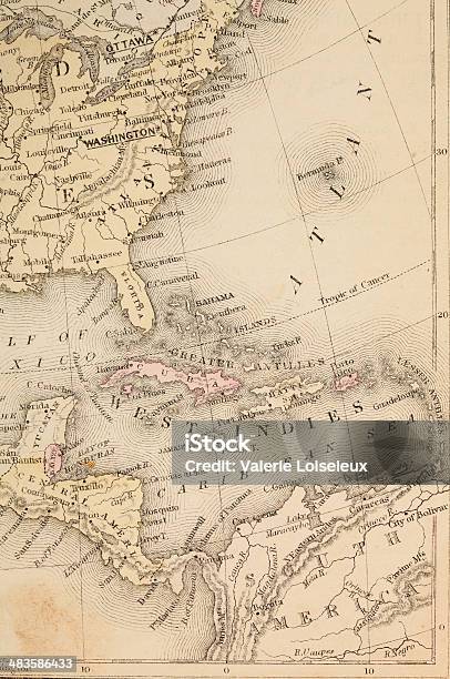 Caribbean Map Stock Photo - Download Image Now - Map, Old, Caribbean Culture