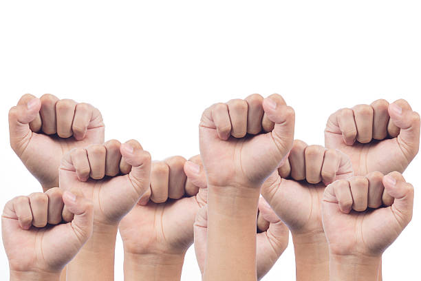 istock Photo of raised hands isolated on white background 483587875