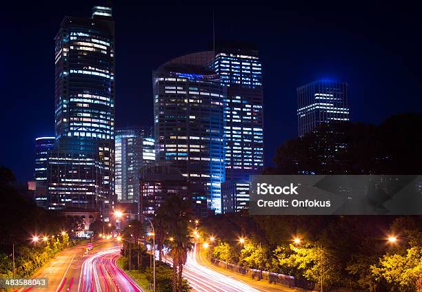 Foto de Cidade De Sydney Paisagem À Noite Austrália e mais fotos de stock de Austrália - Austrália, Sydney, Barco de passageiros