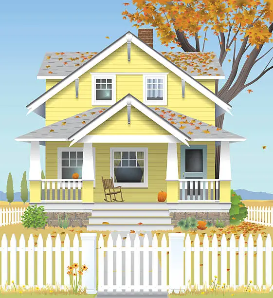 Vector illustration of Autumn Country House