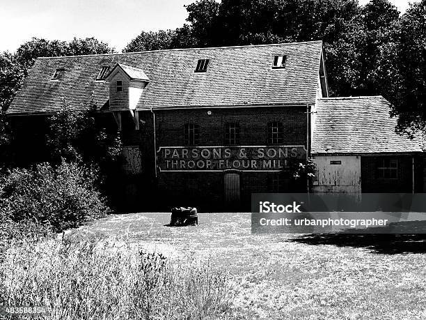 Throop Mill Stock Photo - Download Image Now - 2015, Abandoned, Black And White
