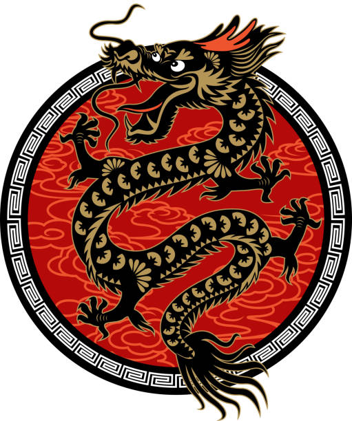 ilustrações de stock, clip art, desenhos animados e ícones de ano do dragão símbolo - dragon chinese dragon china chinese ethnicity