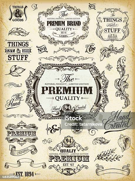 Vintage Labels Stock Illustration - Download Image Now - Banner - Sign, Ornate, Antique