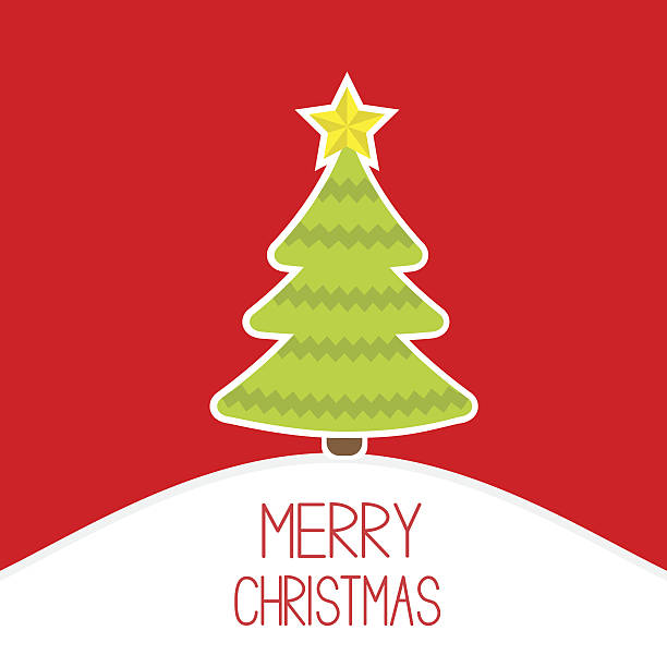 istock Christmas tree on a snowy hill.  Merry Christmas card. 483589121