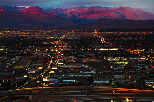 Aerial view of Las Vegas at Sunrise