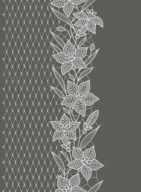 Vector illustration of Lily Lace  Vertical Seamless