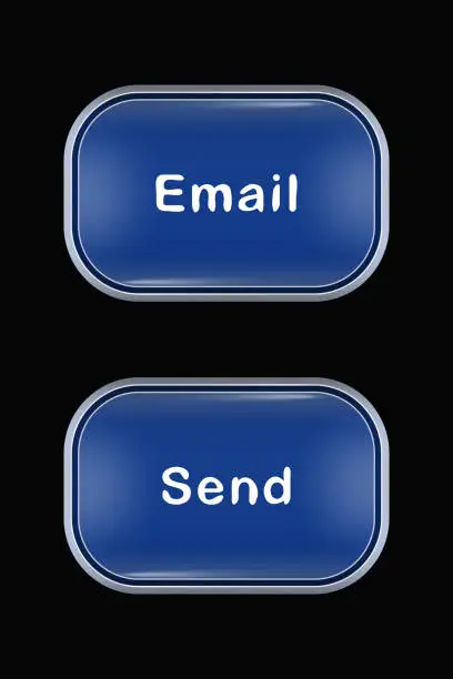 Vector illustration of Modern Glass Buttons Email