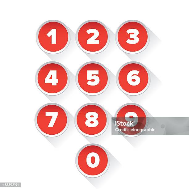 Number Set Vector Red Stock Illustration - Download Image Now - 2015, Abstract, Business