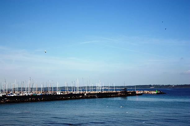 View of the bay with beach at Aarhus in Denmark