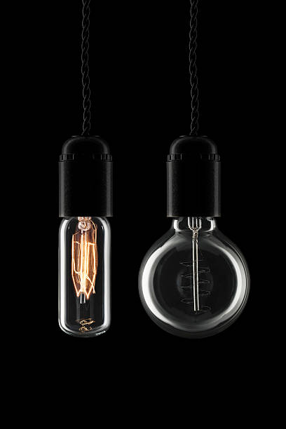 istock Pair of retro bulbs one is turned on 483595654