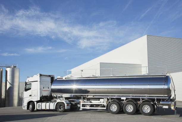 istock Stainless steel milk tanker 483596737