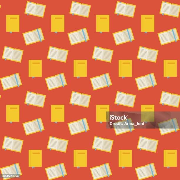 Flat Vector Seamless Pattern Many Books Stock Illustration - Download Image Now - 2015, Abstract, Art