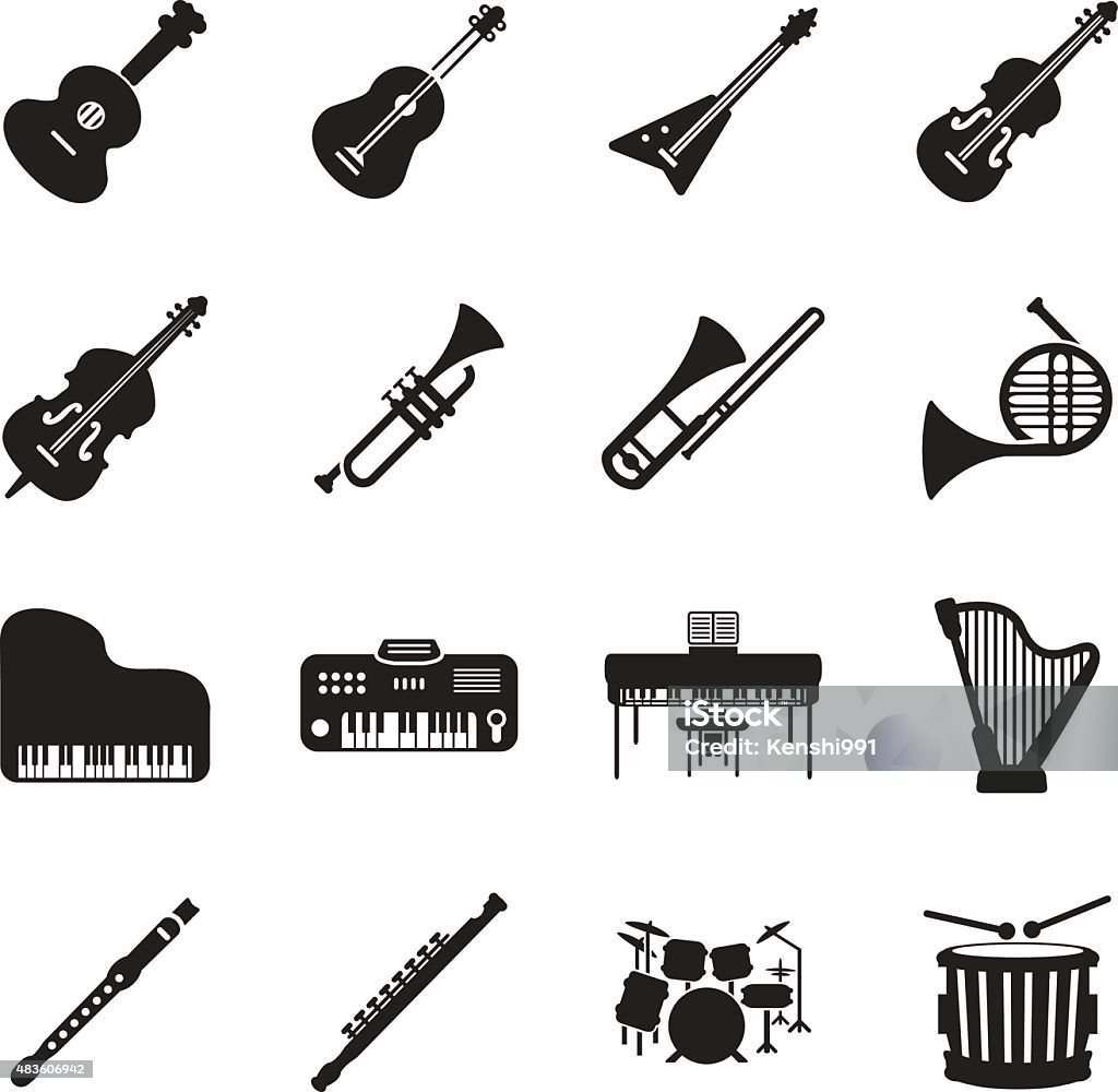 Musical instruments icon set Musical instruments icon set  In Silhouette stock vector