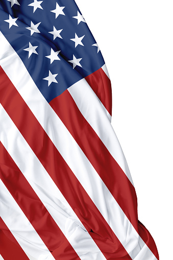 USA waving flag on white background