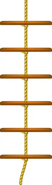 Vector illustration of Wooden rope ladder in brown design