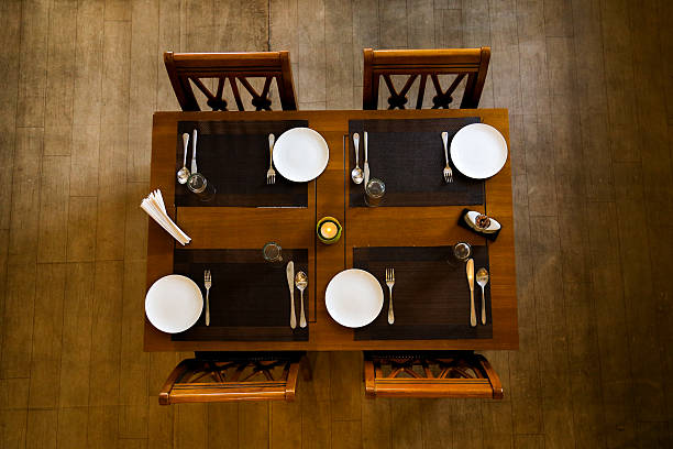istock Arrangement of Dinning table with four plates 483611744
